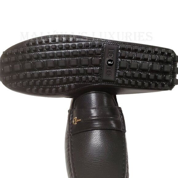 GUCCI SHOES MENS BLACK LEATHER HALF HORSEBIT DRIVER LOAFERS sz 10 / 10.5 US - Picture 13 of 15